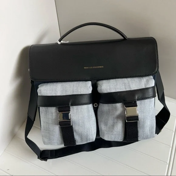 Want Les Essentiels Leather Canvas Durham Utility Messenger - Picture 2 of 7